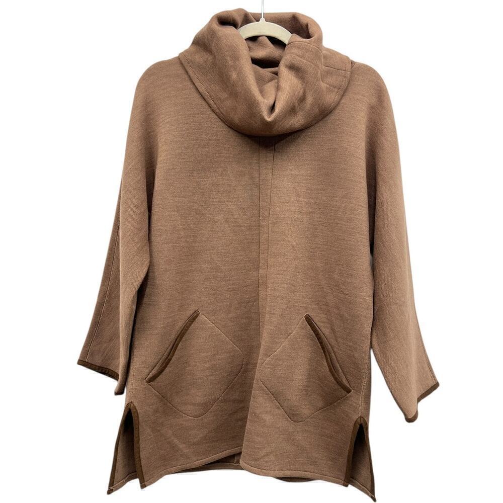 Soft Surroundings Wool Blend Cotswold Tunic Sweater in Taupe size petite XS - Picture 2 of 5